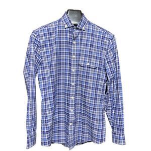 Rye 51 Blue Plaid Long Sleeve Button Up Shirt Size Small